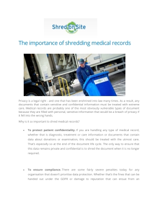 The Importance of Shredding Medical Records - Shred on Site