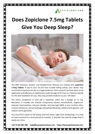 Does Zopiclone 7.5mg Tablets Give You Deep Sleep?