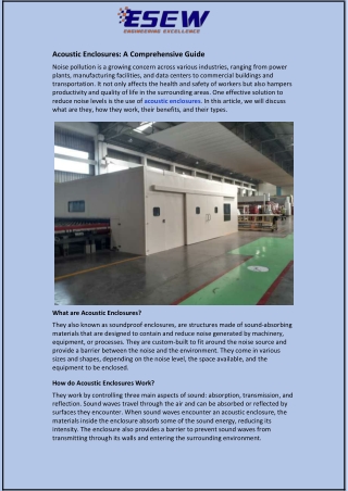 Acoustic Enclosures: A Comprehensive Guide