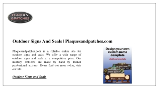 Outdoor Signs And Seals | Plaquesandpatches.com