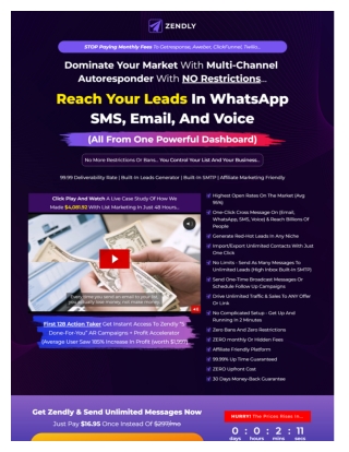 Zendly - Send Unlimited (E-mails, SMS, WhatsApp Broadcast, And Voice Messages…) All From One Dead-Easy Dashboard