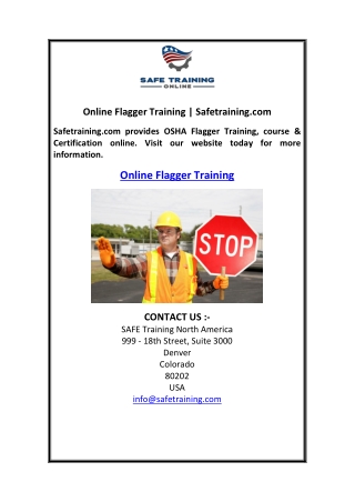 Online Flagger Training  Safetraining
