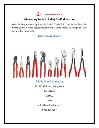 Measuring Tools In India| Tsaifuddin.com