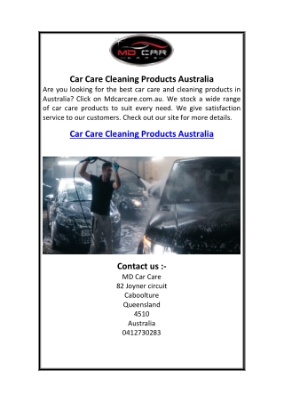 Car Care Cleaning Products Australia  Mdcarcare.com.au