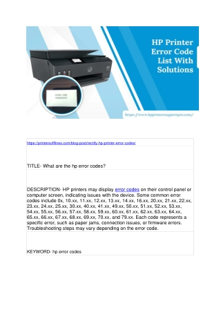 What are the hp error codes?