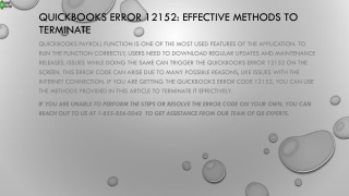 The best ever method to fix QuickBooks Error 12152