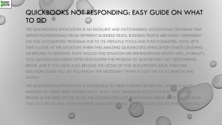 Fix QuickBooks Not Responding with these easy methods