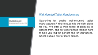Wall Mounted Tablet Manufacturers  Yixu-elec.com
