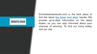 Big Ticket Next Draw  Emiratesdrawresults.com