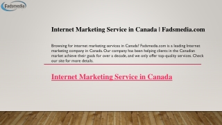 Internet Marketing Service in Canada Fadsmedia.com