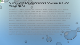 An easy guide to fix QuickBooks Company File Not Found issue