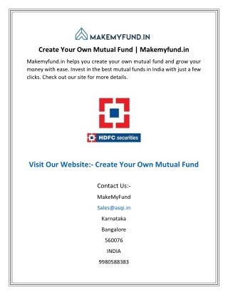 Create Your Own Mutual Fund  Makemyfund.in