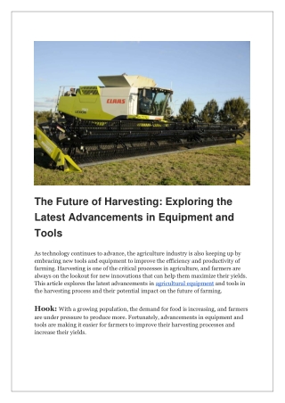 The Future of Harvesting_ Exploring the Latest Advancements in Equipment and Tools