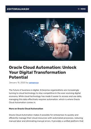 Oracle Cloud Automation Unlock Your Digital Transformation Potential