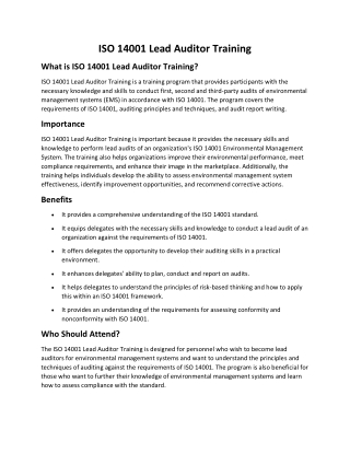 ISO 14001 lead auditor training online
