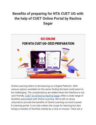 Benefits of preparing for NTA CUET UG with the help of CUET Online Portal by