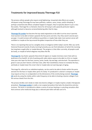 Treatments for improved beauty Thermage FLX