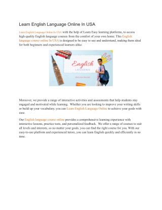 Learn English Language Online In USA