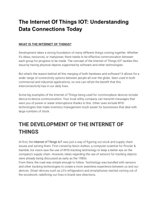 The Internet Of Things IOT Understanding Data Connections Today