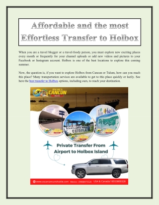 Affordable and the most effortless transfer to Holbox
