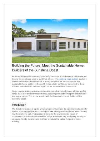 Building the Future_ Meet the Sustainable Home Builders of the Sunshine Coast