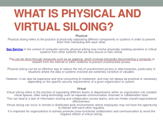 What Is Physical and Virtual Siloing