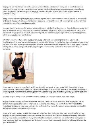So You've Bought yoga pants in walmart ... Now What?