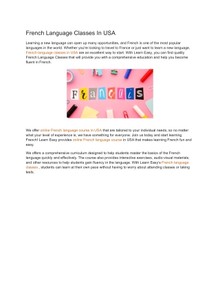 French Language Classes In USA
