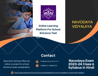 Navodaya Exam 2023-24 Class 6 Syllabus in Hindi