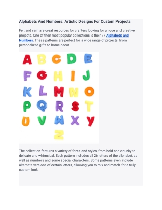 Wool Felt Stitched Alphabet Sets For Kids - Felt & Yarn