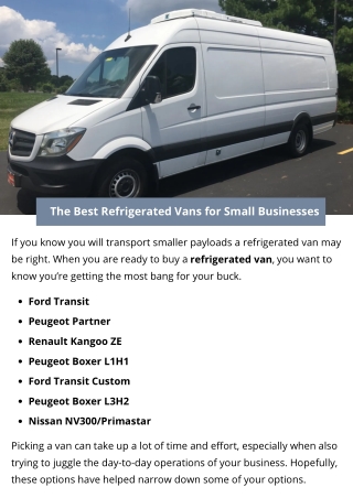 The Best Refrigerated Vans for Small Businesses