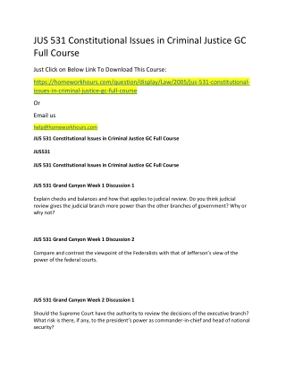 JUS 531 Constitutional Issues in Criminal Justice GC Full Course