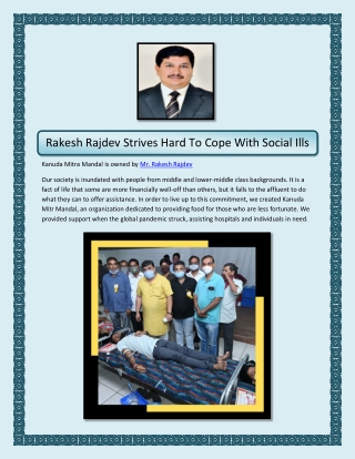 Rakesh Rajdev Strives Hard To Cope With Social Ills