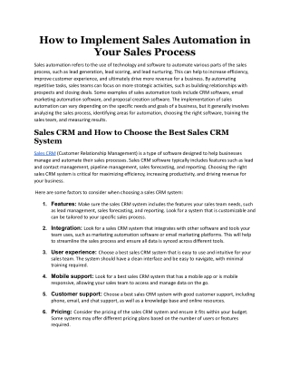 How to Implement Sales Automation in Your Sales Process.