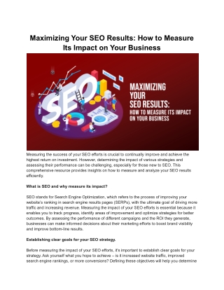 Maximizing Your SEO Results: How to Measure Its Impact on Your Business