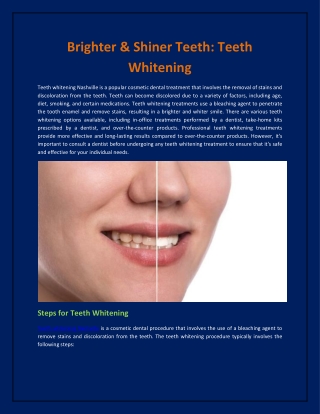 Brighter & Shiner Teeth: Teeth Whitening