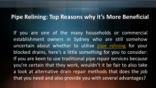Pipe Relining - Top Reasons why it’s More Beneficial