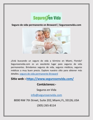 Seguro de vida permanente en Broward | Segurosenvida.com