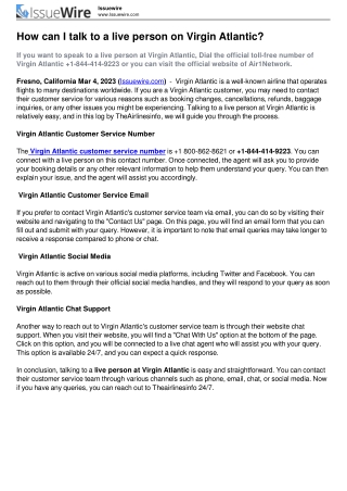 1-844-414-9223 How can I talk to a live person on Virgin Atlantic?