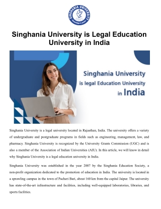 Singhania University is Legal Education University in India