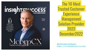 The 10 Most Trusted Customer Experience Management Solution Provider 2022 December2022