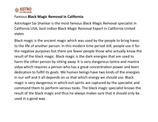 Famous Black Magic Removal in California