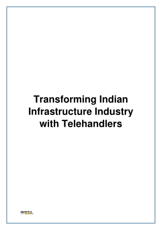 Transforming Indian Infrastructure Industry with Telehandlers