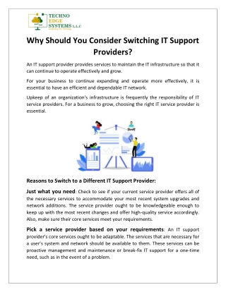 Why Should You Consider Switching IT Support Providers?