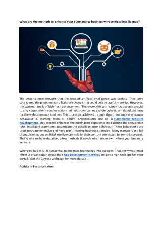 What are the methods to enhance your eCommerce business with artificial intelligence