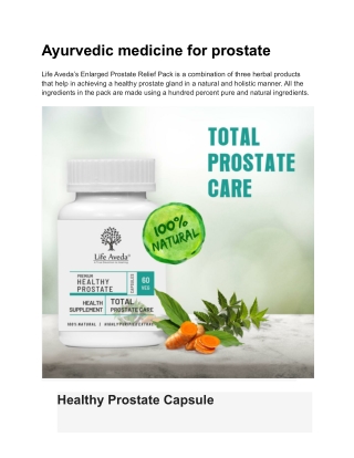 Ayurvedic medicine for prostate