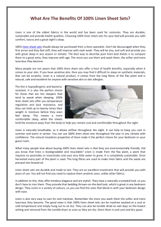 What Are The Benefits Of 100% Linen Sheet Sets