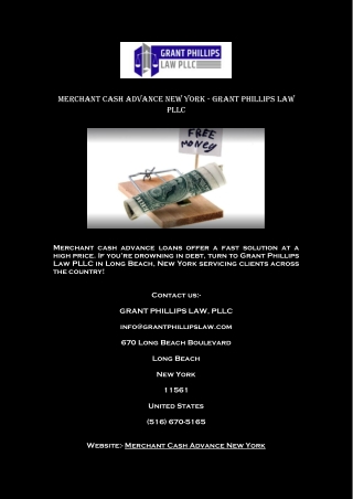 Merchant Cash Advance New York - Grant Phillips Law PLLC