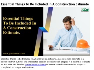 Essential Things To Be Included In A Construction Estimate