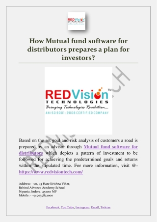 How Mutual fund software for distributors prepares a plan for investors